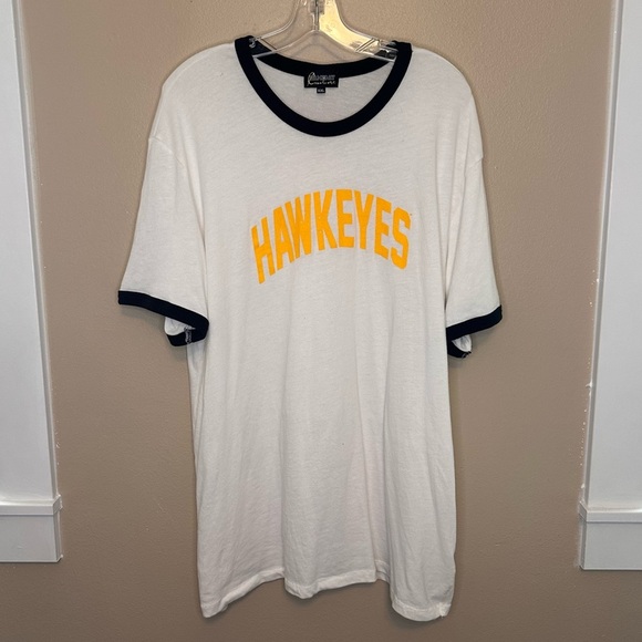 Alternative Apparel Hawkeyes Ringer Tee with Yellow Print Size XXL - Picture 1 of 6